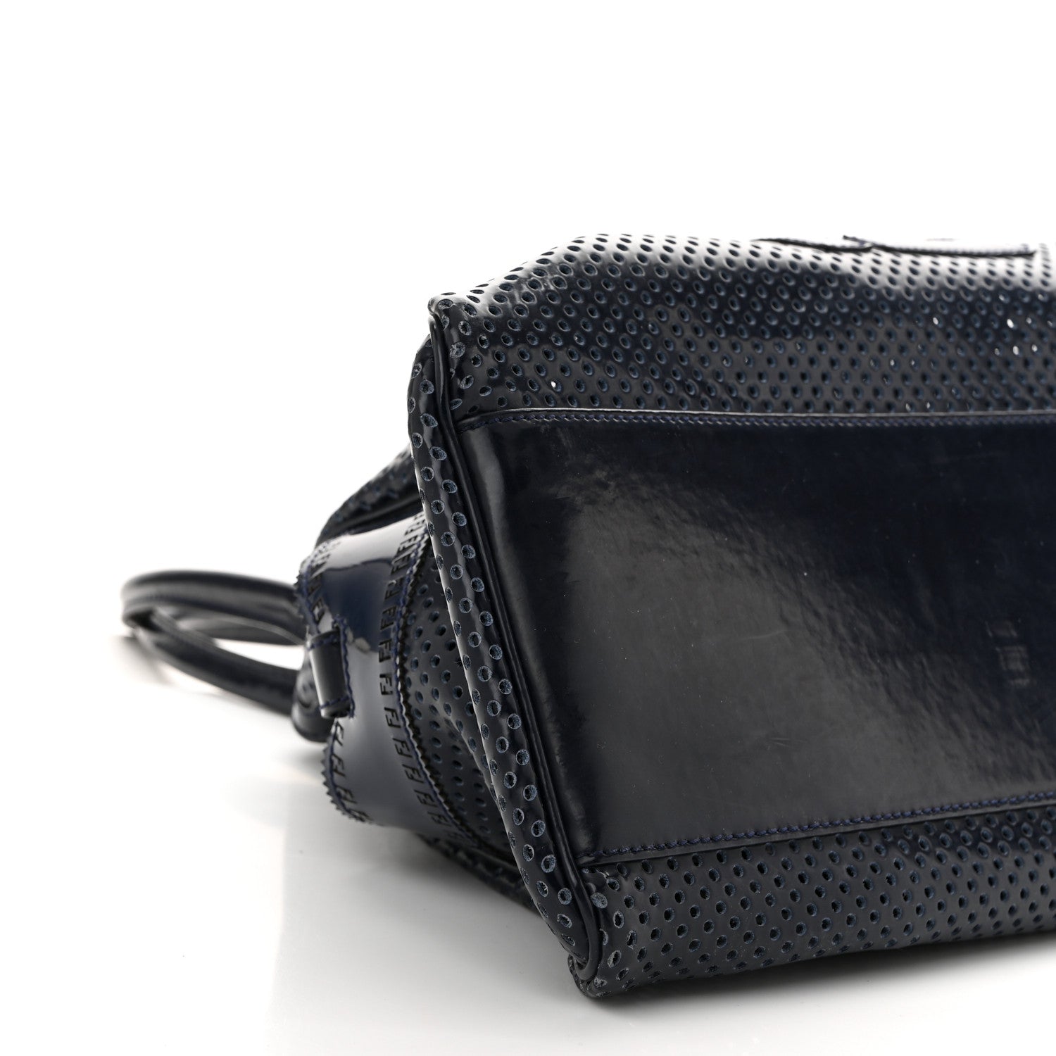 Fendi Patent Perforated Calfskin Bag De Jour Perforated Tote Navy 9 of 10