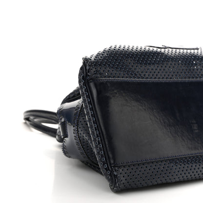 Fendi Patent Perforated Calfskin Bag De Jour Perforated Tote Navy 9 of 10