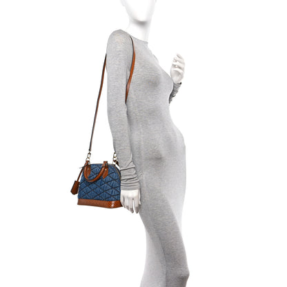 Louis Vuitton Denim Calfskin Reverse Monogram Malletage Alma BB Blue 2 of 11