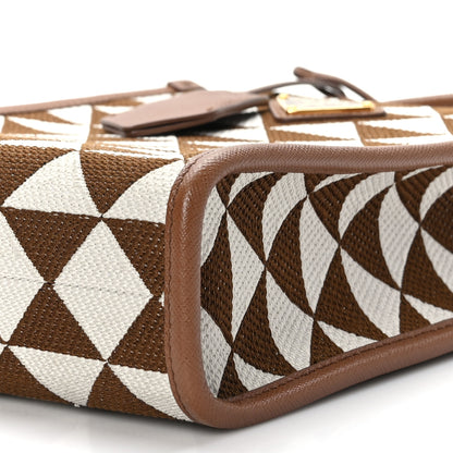 Prada Jacquard Saffiano Triangolo Symbole Embroidered Micro Tote Tobacco Talco 8 of 8