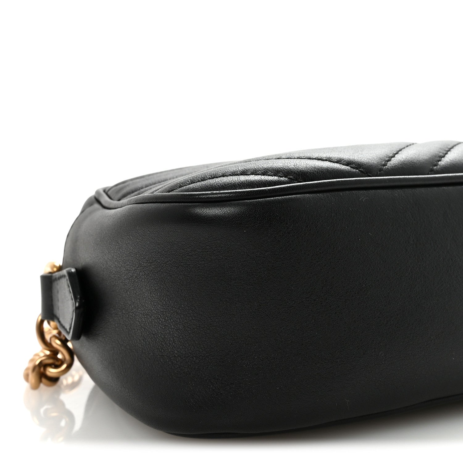 Gucci Calfskin Matelasse Small GG Marmont Chain Shoulder Bag Black 9 of 10