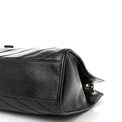 Saint Laurent Crinkled Calfskin Matelasse Monogram Medium Niki Shopper Tote Black 10 of 12