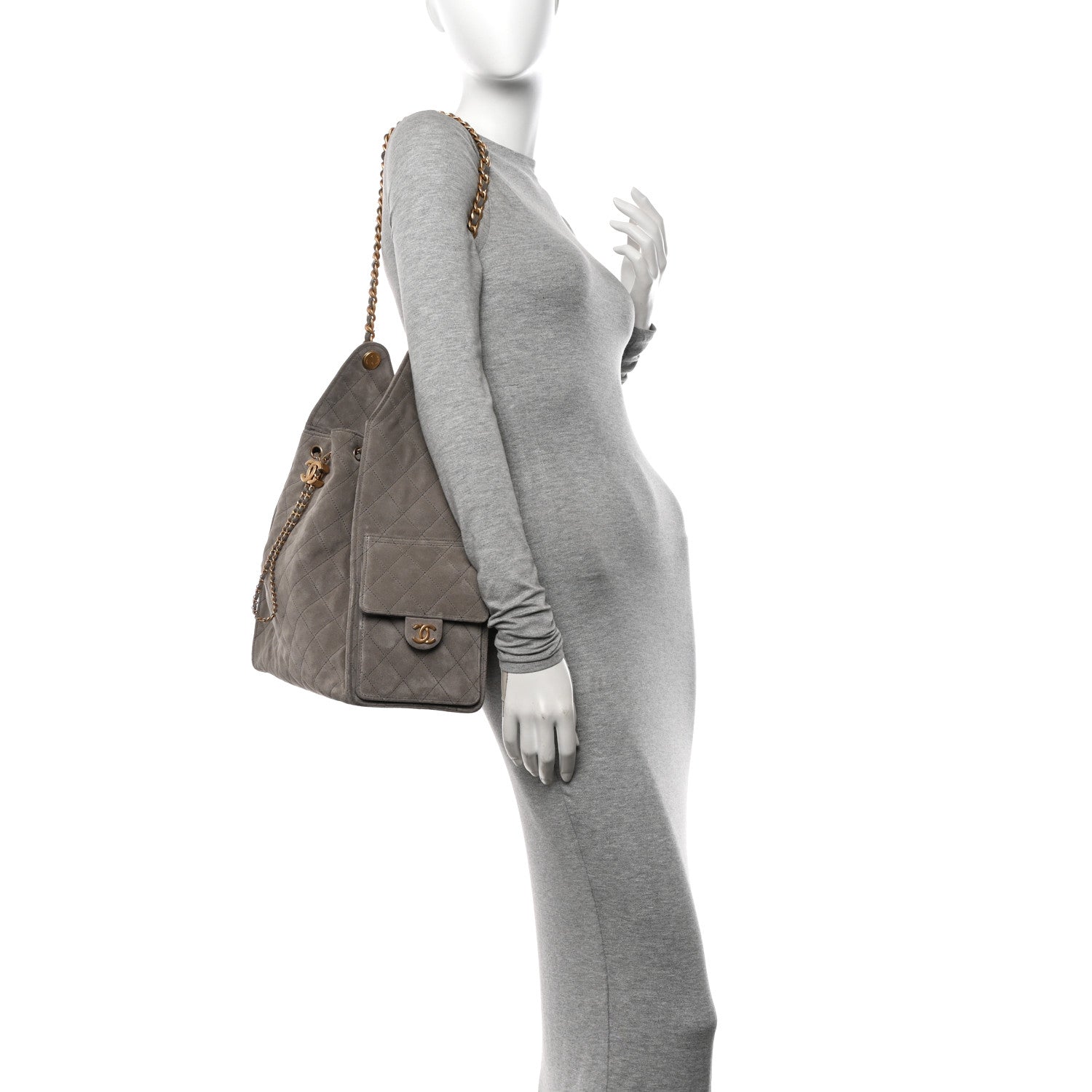 Chanel Suede Quilted Medium Chanel 25 Handbag Dark Grey 3 of 15