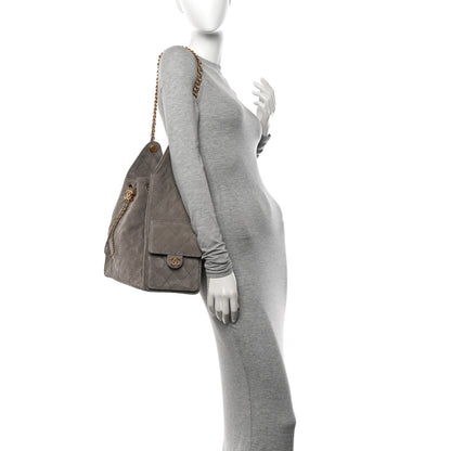 Chanel Suede Quilted Medium Chanel 25 Handbag Dark Grey 3 of 15