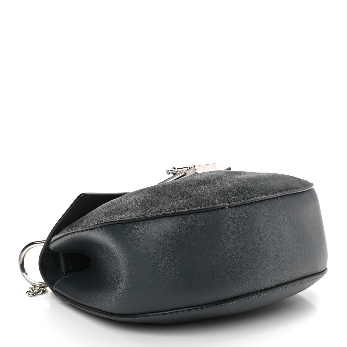 Suede Smooth Calfskin Mini Drew Shoulder Bag Silver Blue