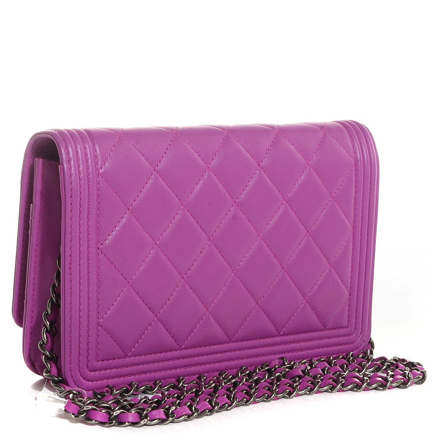 Lambskin Boy Wallet On Chain WOC Pink