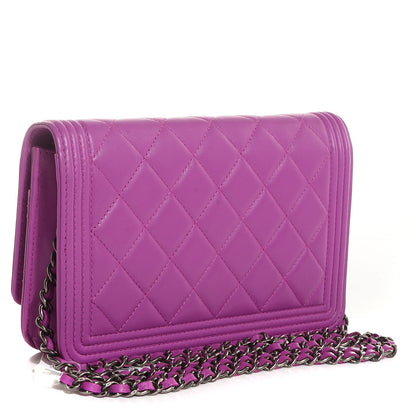 Chanel Lambskin Boy Wallet On Chain WOC Pink 3 of 9