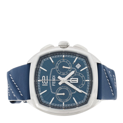 Fendi Stainless Steel Calfskin 44mm Momento Chronograph Quartz Watch Blue 2 of 4