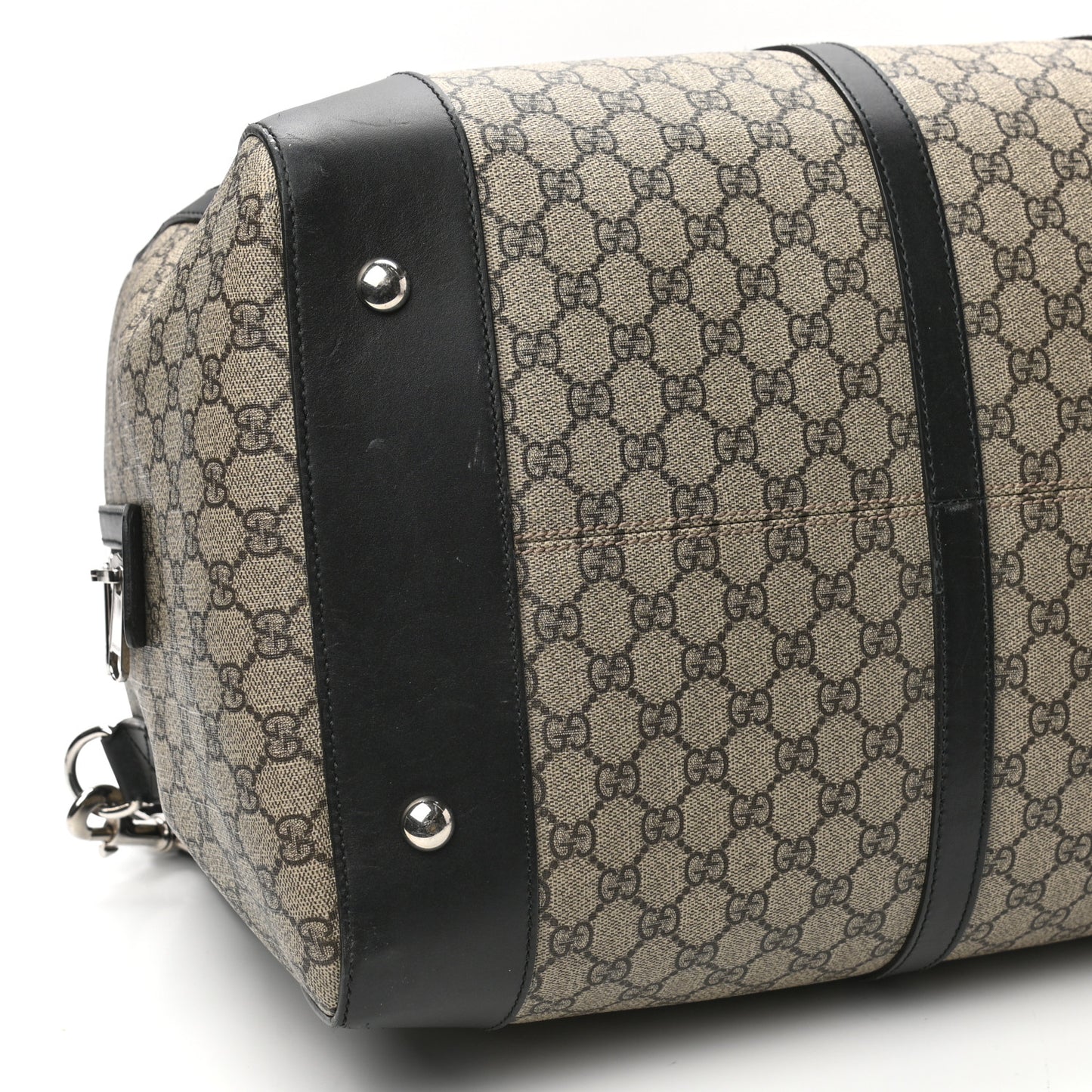 GG Supreme Monogram Selleria Calfskin Large Duffle Beige Ebony Black