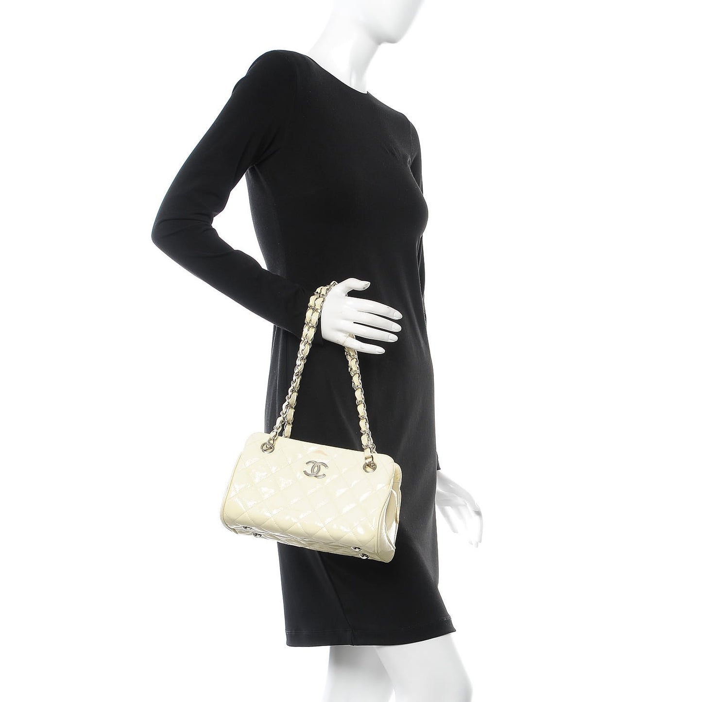 Patent Quilted Tote White