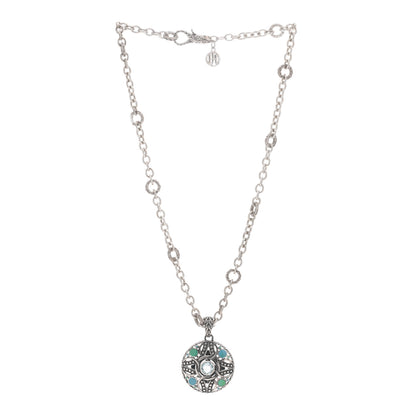 John Hardy Sterling Silver Enamel Blue Topaz Palu Bulan Pendant Necklace 2 of 3