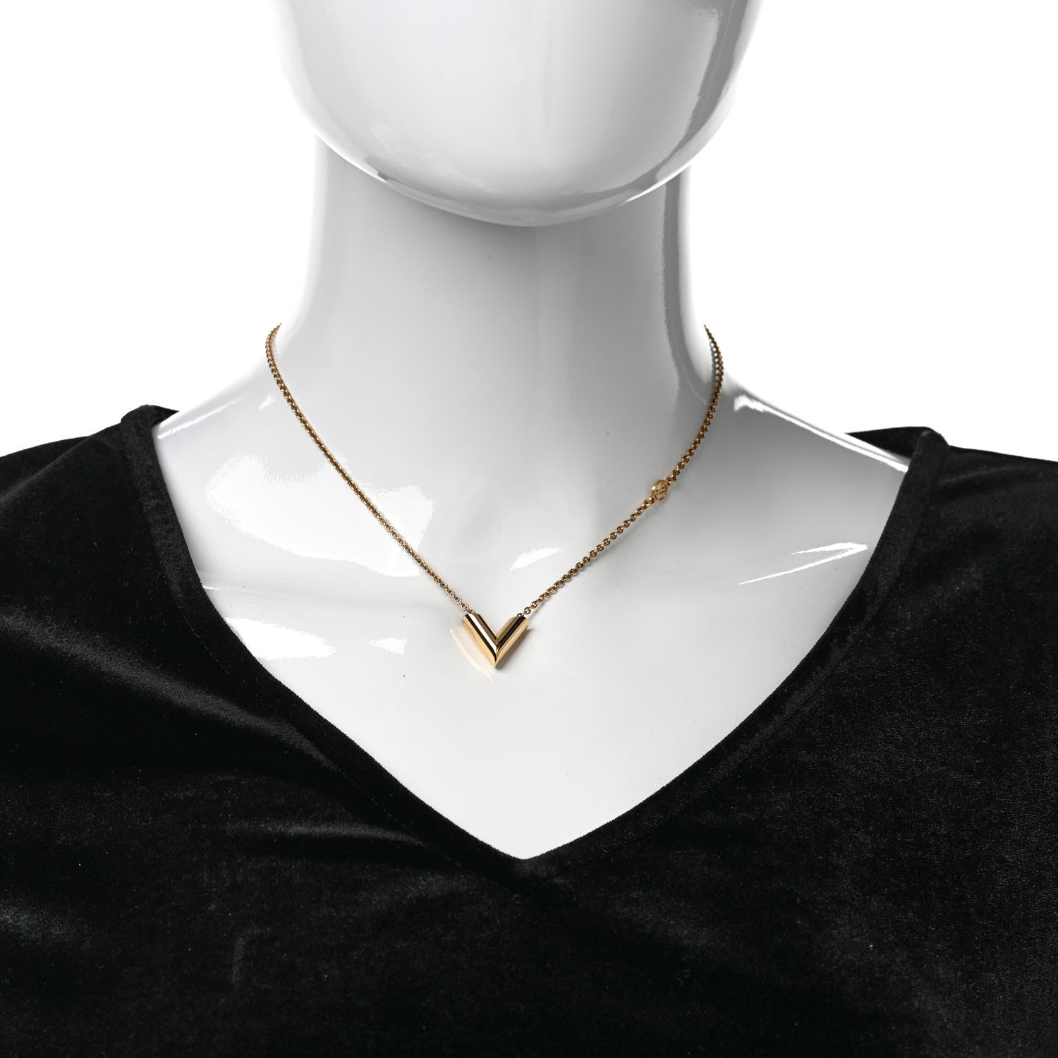 Louis Vuitton Essential V Necklace Gold 2 of 7