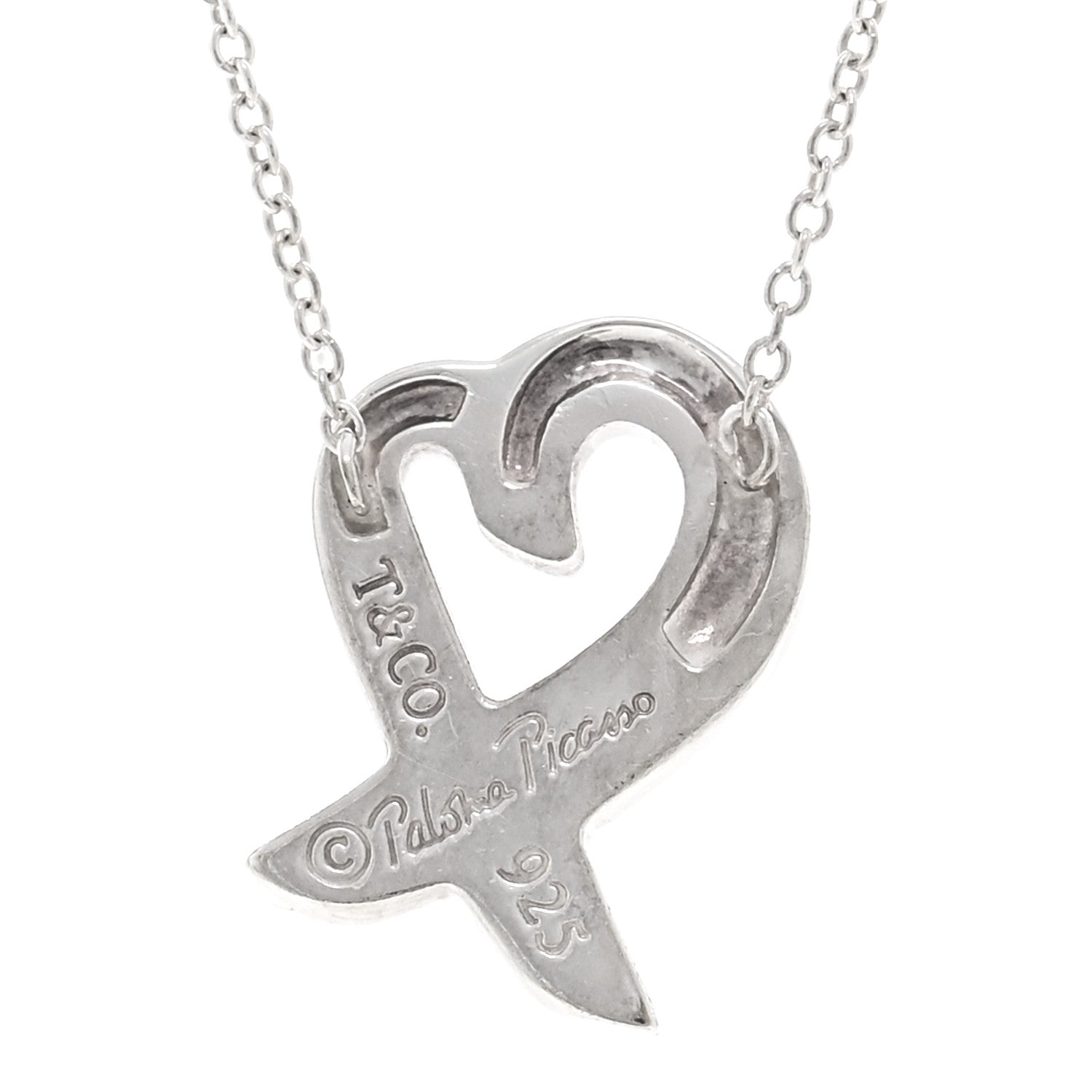 Tiffany Sterling Silver Small Paloma Picasso Loving Heart Pendant Necklace 4 of 5