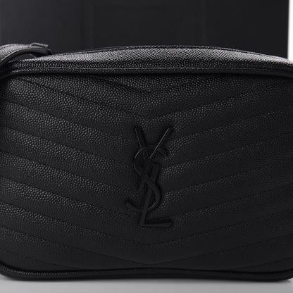 Saint Laurent Grain De Poudre Matelasse Monogram Mini Lou Camera Bag Black 10 of 12