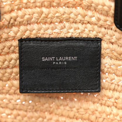 Saint Laurent Raffia Calfskin Rive Gauche Tote Naturale Black 6 of 12