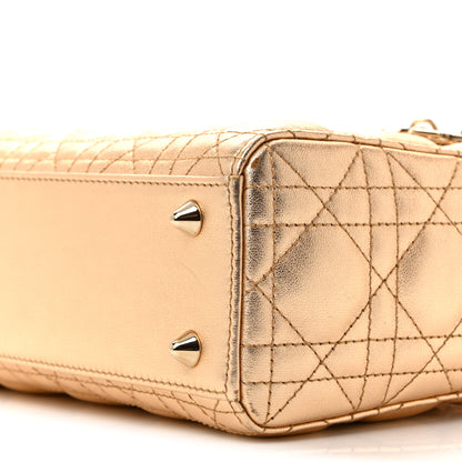Christian Dior Metallic Lambskin Cannage Small My ABCDior Lady Dior Rose Gold 10 of 12