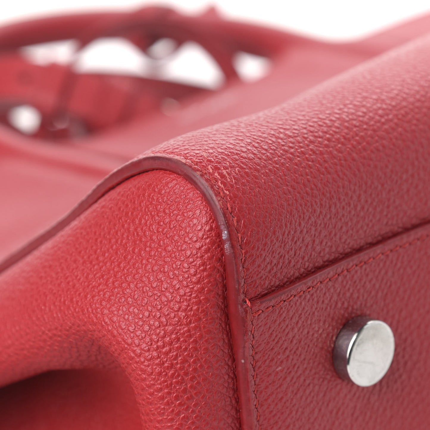 Grained Calfskin Small Cabas Rive Gauche Red