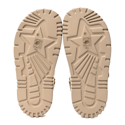Christian Dior CHRISTIAN Woven Raffia Jute Dioract 10mm Sandals 37 Beige 5 of 8