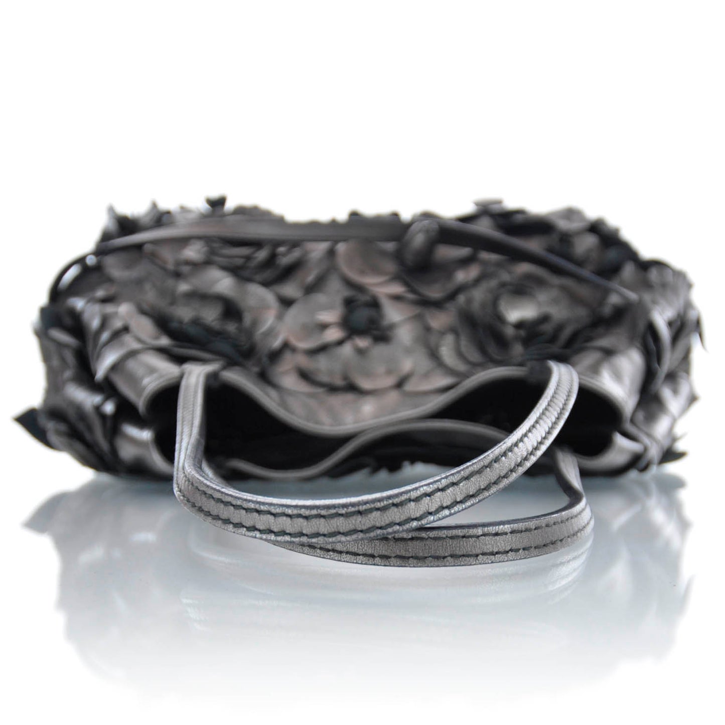 Leather Rosette Tote Metallic