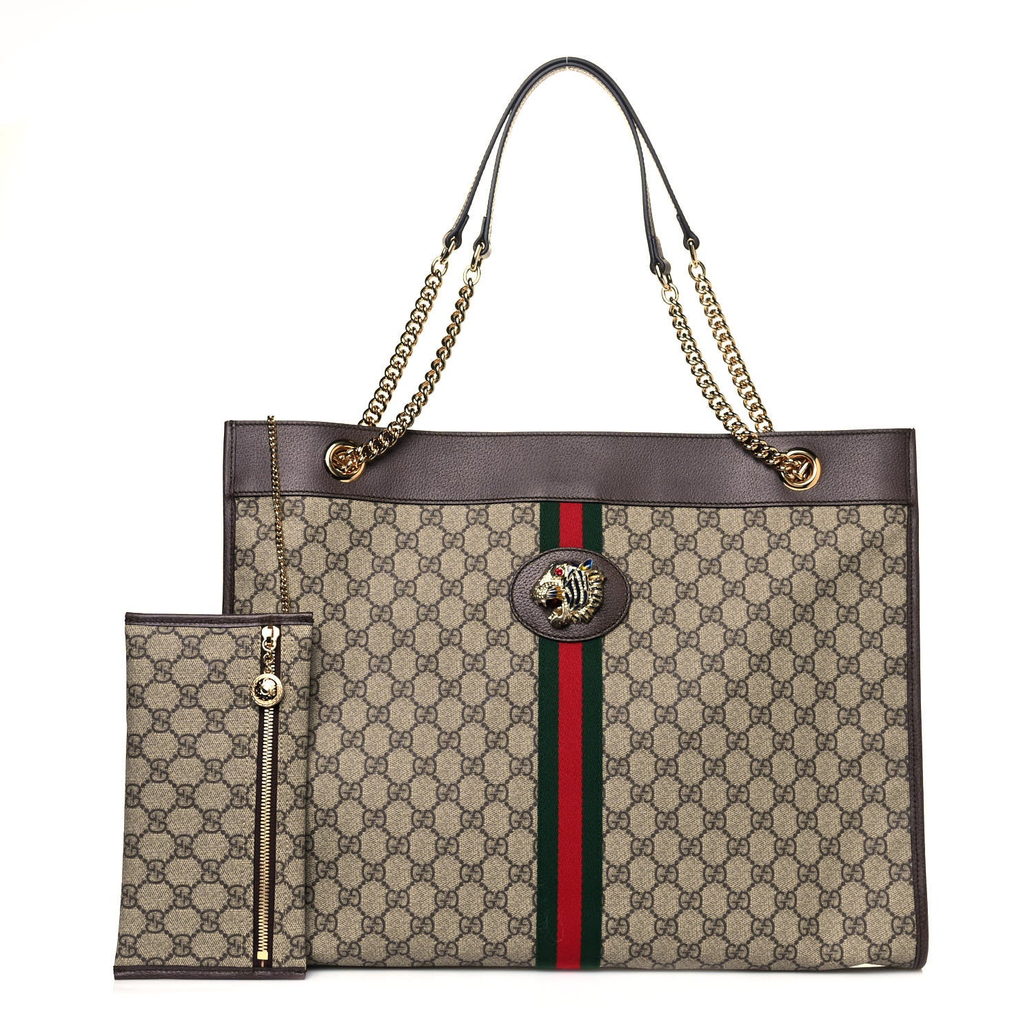 Gucci GG Supreme Monogram Large Rajah Chain Tote Beige New Acero 1 of 12