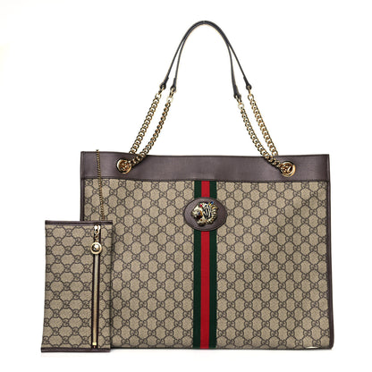 Gucci GG Supreme Monogram Large Rajah Chain Tote Beige New Acero 1 of 12