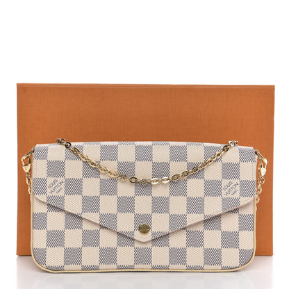 Louis Vuitton Damier Azur Pochette Felicie Chain Wallet Rose Ballerine 10 of 10