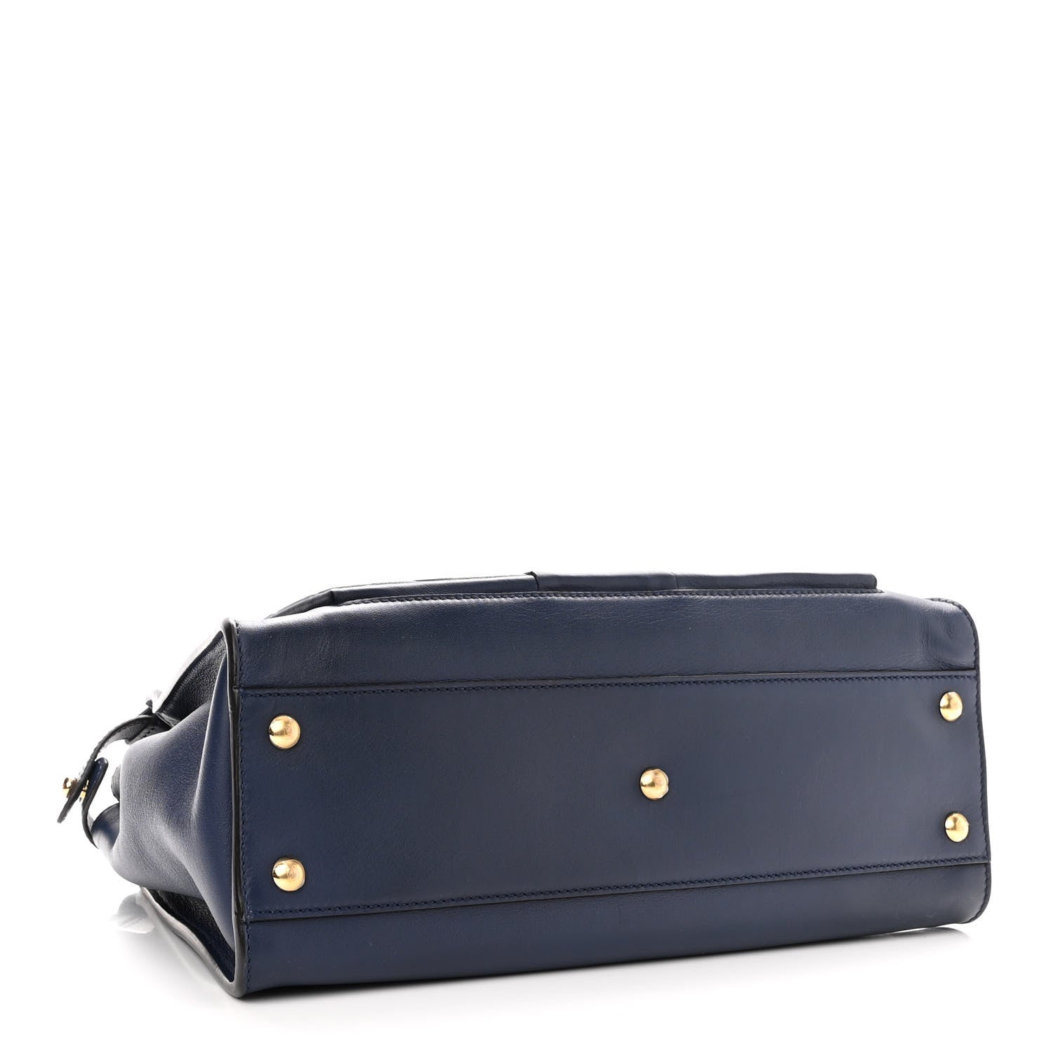 Fendi Vitello Seta Shiny Nappa Medium 3 Pocket Peekaboo Iconic Satchel Blueberry 4 of 10