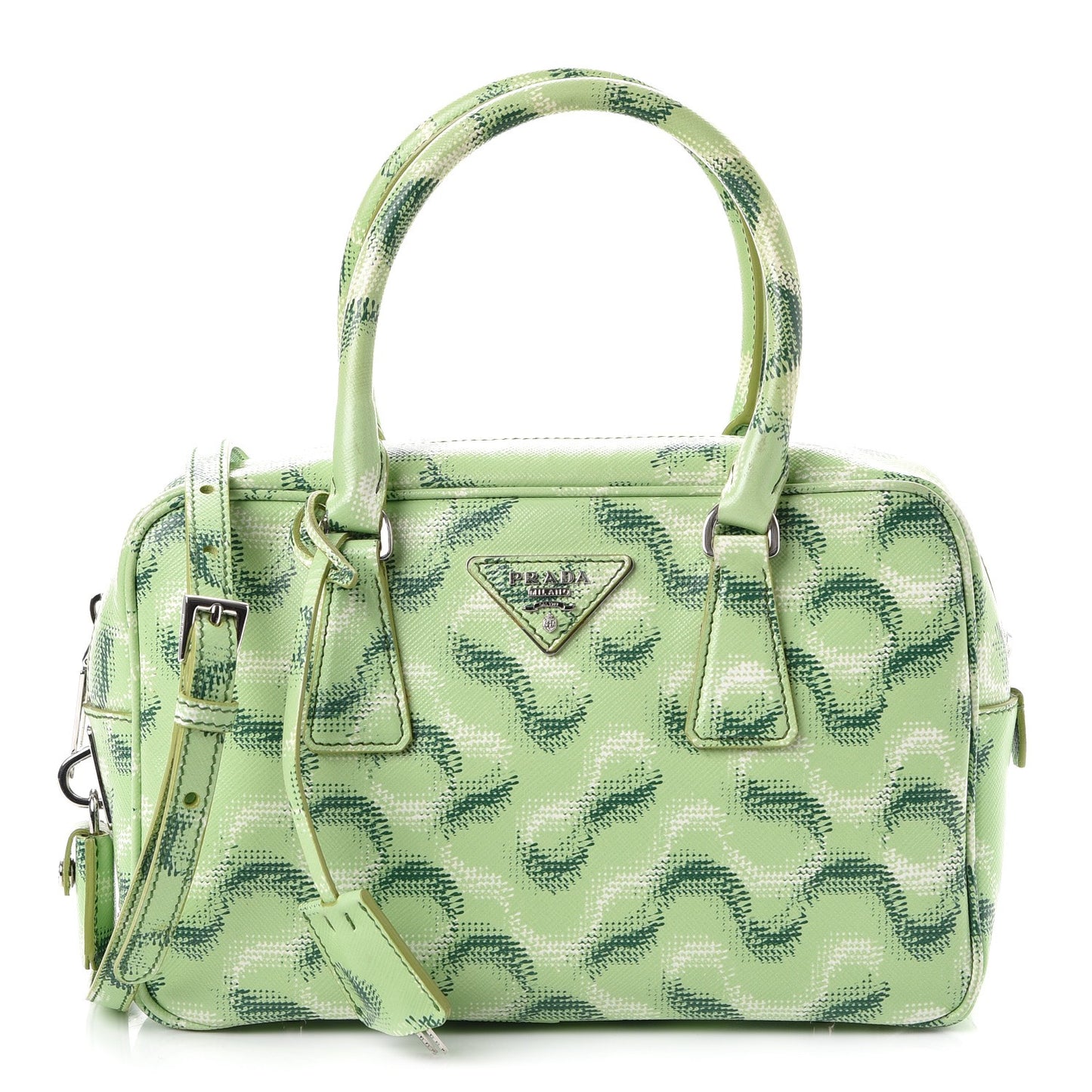 Saffiano Molecule Print Small Bauletto Bag Giada