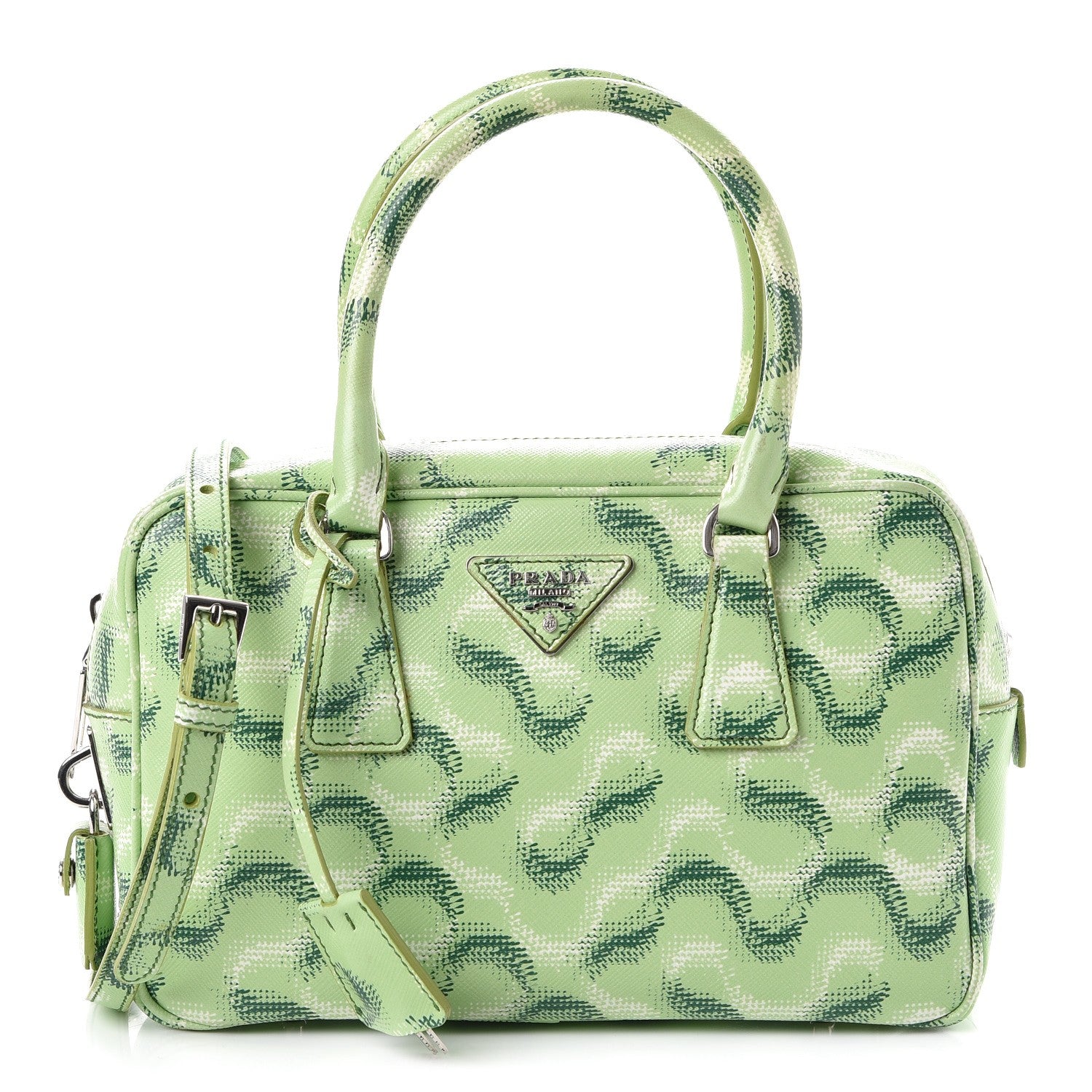 Prada Saffiano Molecule Print Small Bauletto Bag Giada 1 of 8