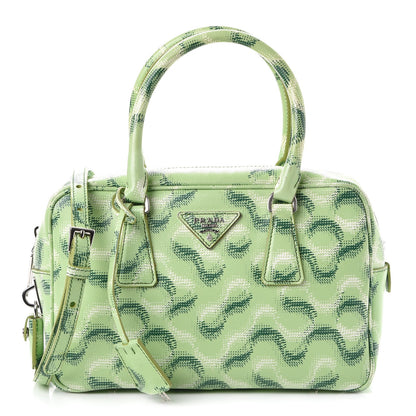 Prada Saffiano Molecule Print Small Bauletto Bag Giada 1 of 8