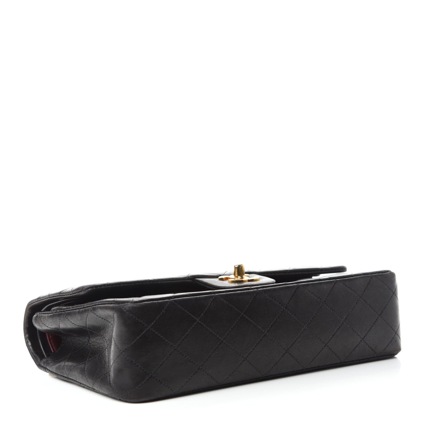 Lambskin Quilted Medium Double Flap Black