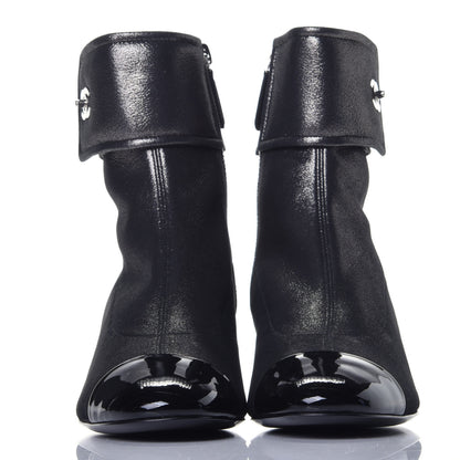Chanel Patent Lambskin Short Boots 36.5 Silver Black 2 of 8