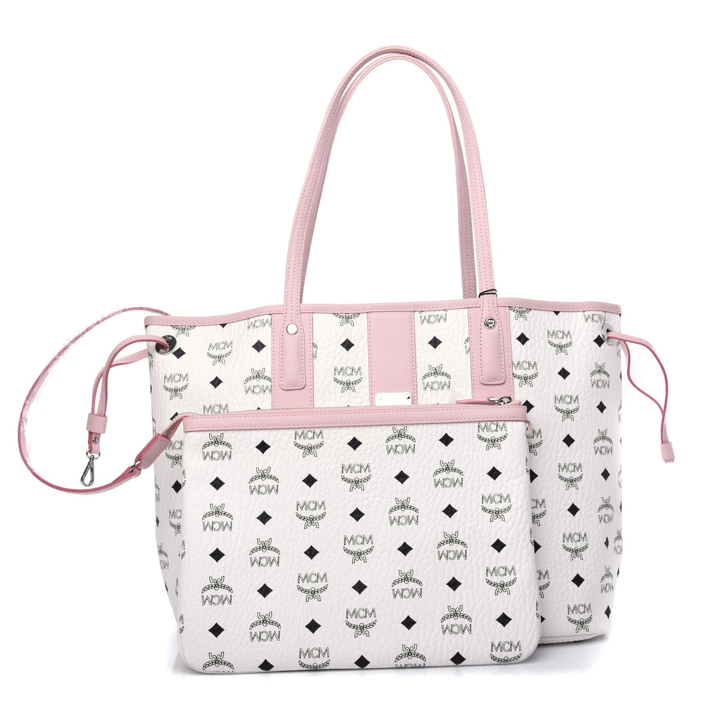 Visetos Medium Liz Reversible Shopper Tote White Powder Pink
