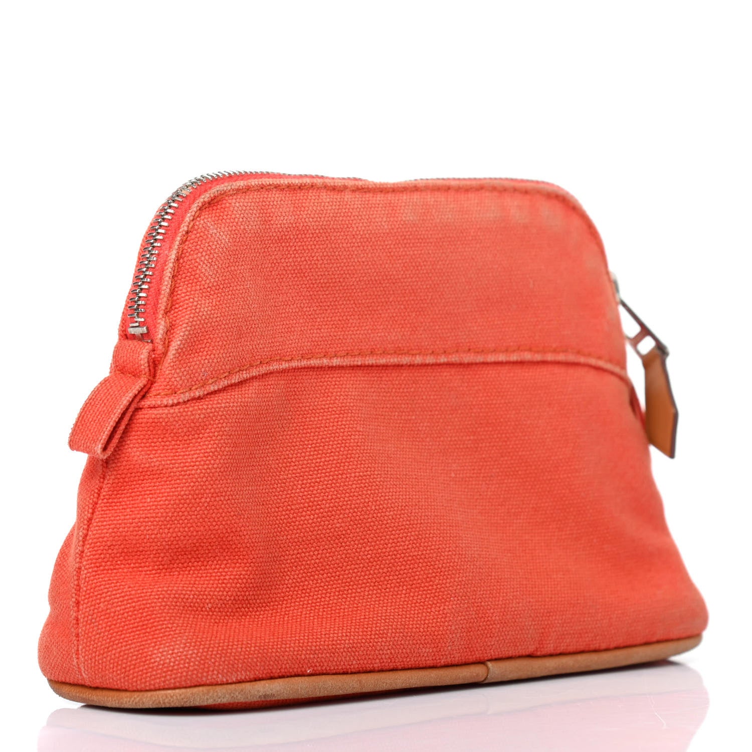 Hermes Cotton Canvas Mini Bolide Travel Cosmetic Pouch Orange 2 of 4