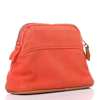 Hermes Cotton Canvas Mini Bolide Travel Cosmetic Pouch Orange 2 of 4