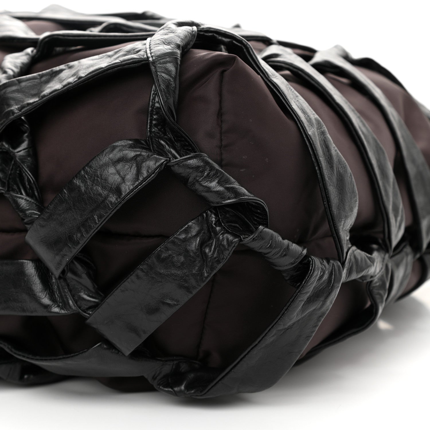 Bottega Veneta Calfskin Nylon Tape Bucket Bag Black 9 of 11