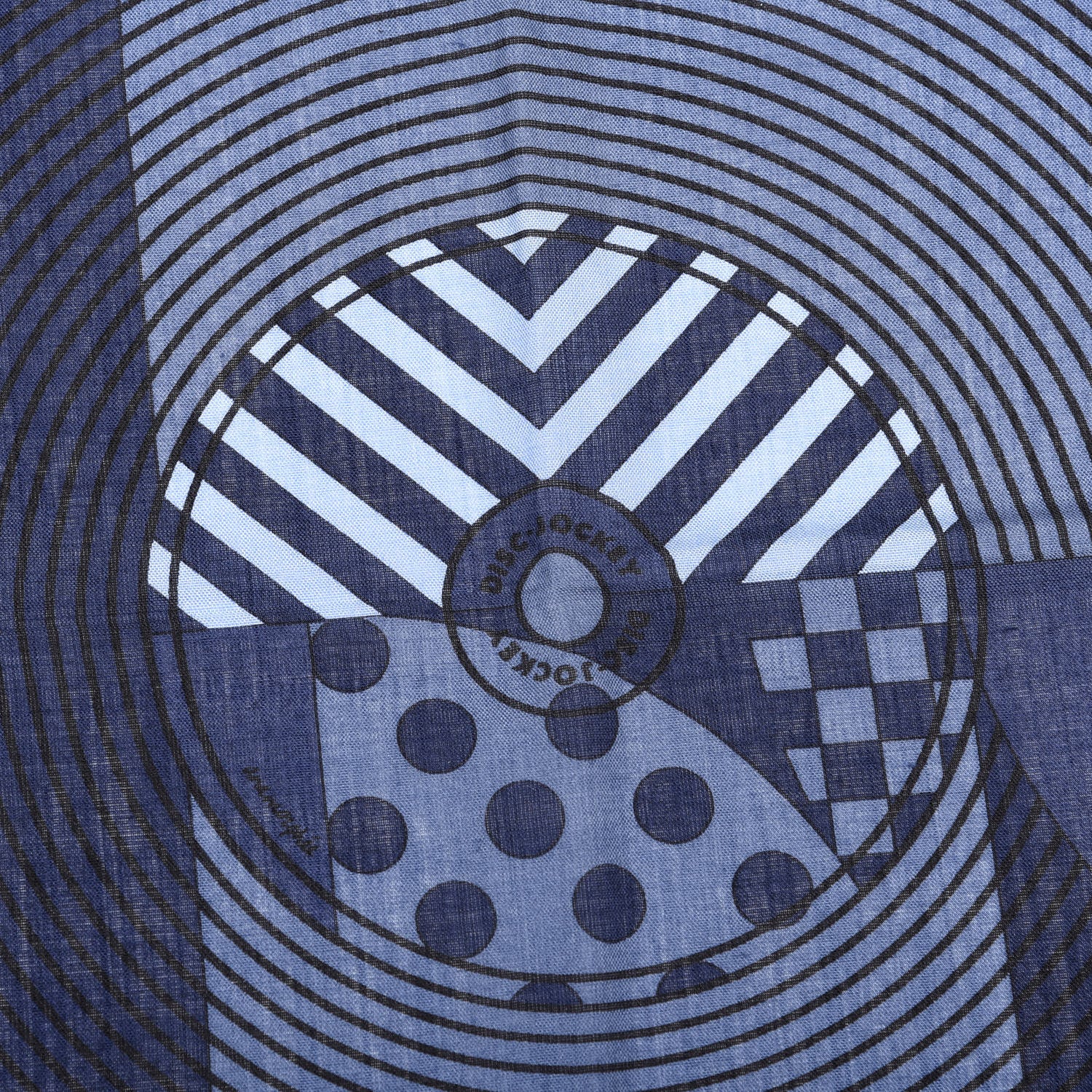 Hermes Wool Silk Disc Jockey Scarf 100 Bleu Ardoise Marine Ciel 4 of 5