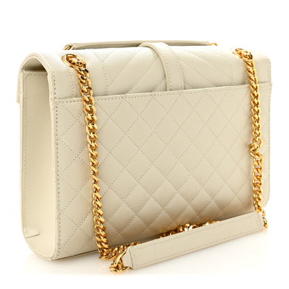 Saint Laurent Grain De Poudre Textured Mixed Matelasse Medium Triquilt Monogram Satchel Crema Soft 3 of 9