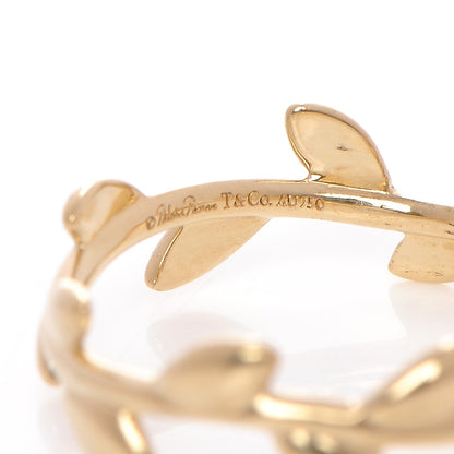 Tiffany 18K Yellow Gold Narrow Paloma Picasso Olive Leaf Band Ring 54 7 4 of 5