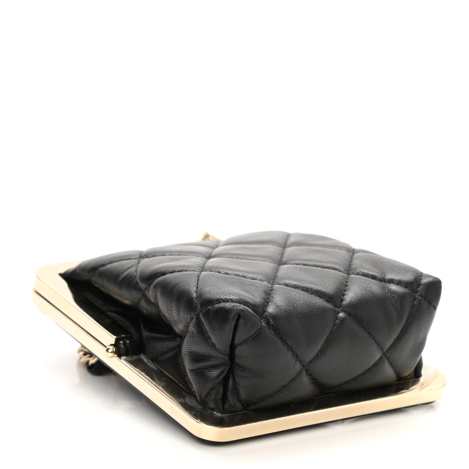 Chanel Lambskin Plexi Quilted CC Evening Clutch With Chain Black 5 of 11
