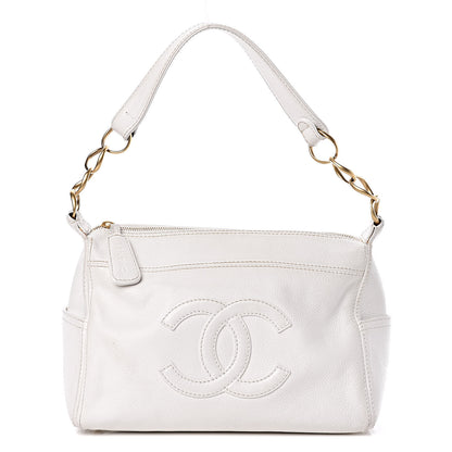Chanel Grained Calfskin CC Shoulder Bag White 1 of 15