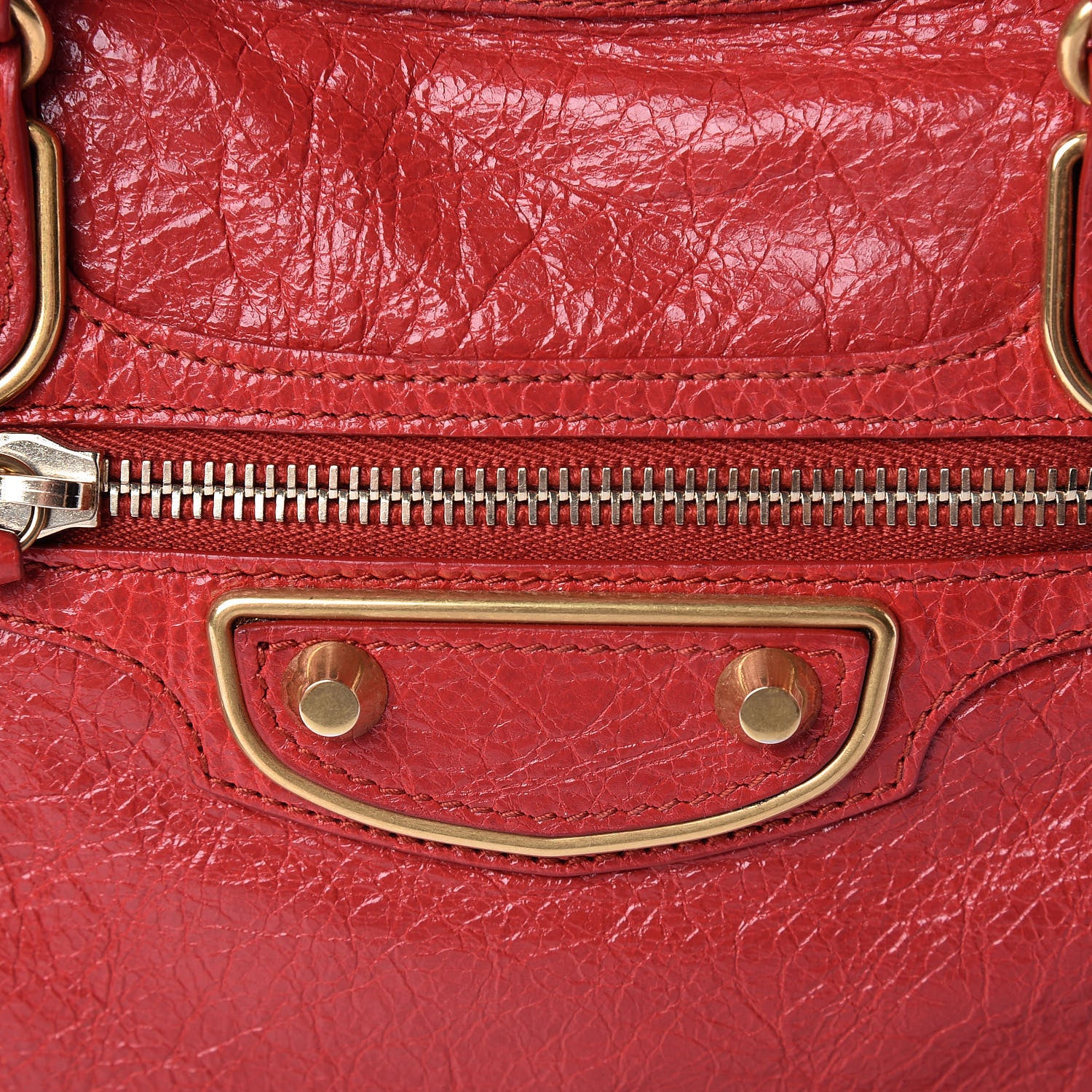 Balenciaga Agneau Gold Metallic Edge Hardware S City Rouge Rubis 8 of 18