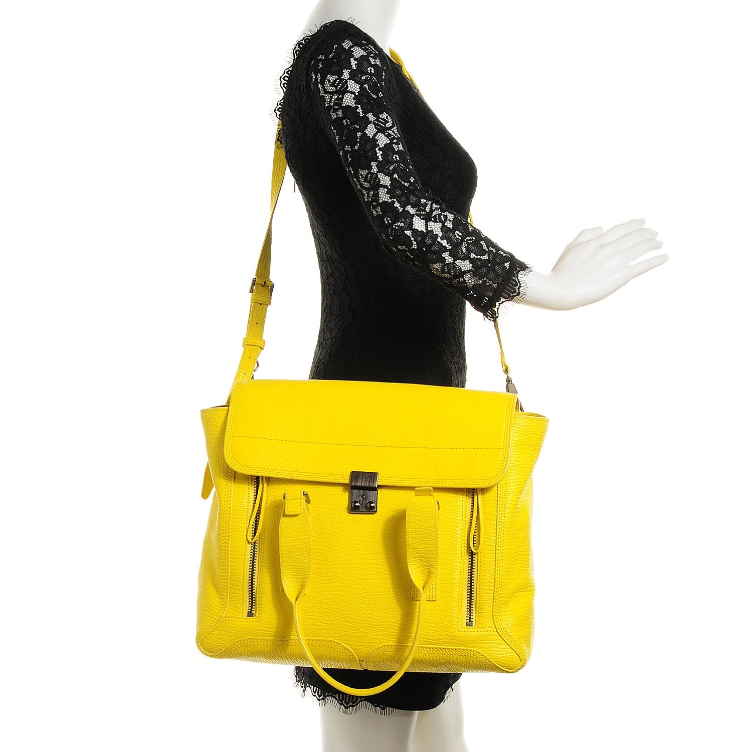 3.1 Phillip Lim 3.1 Leather Large Pashli Satchel Electric Yellow 2 of 12