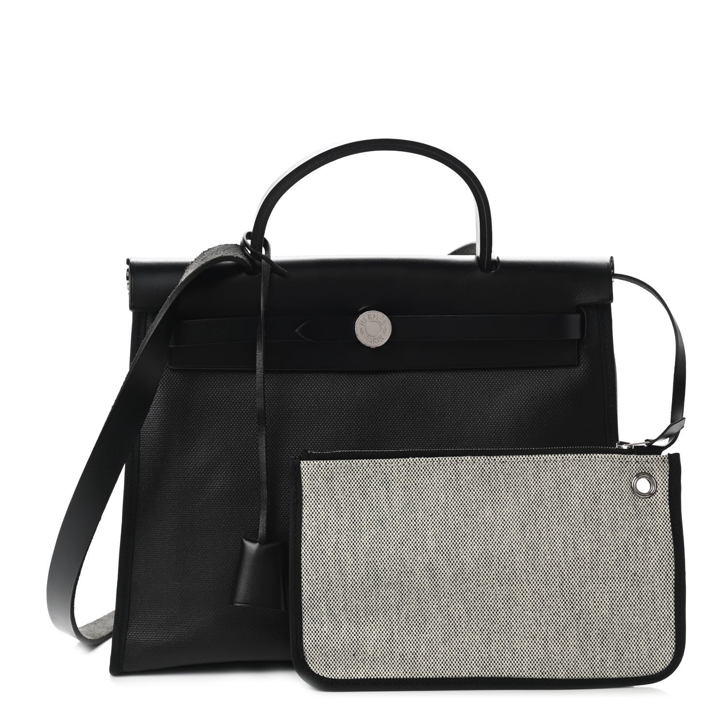 Hermes Toile H Berline Vache Hunter Herbag Zip PM 31 Black Ecru 1 of 10