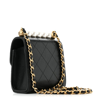 Chanel Goatskin Chic Pearls Clutch On Chain Black 3 of 11
