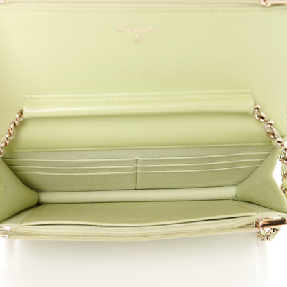 Chanel Lambskin Quilted Wallet On Chain WOC Light Green 5 of 12