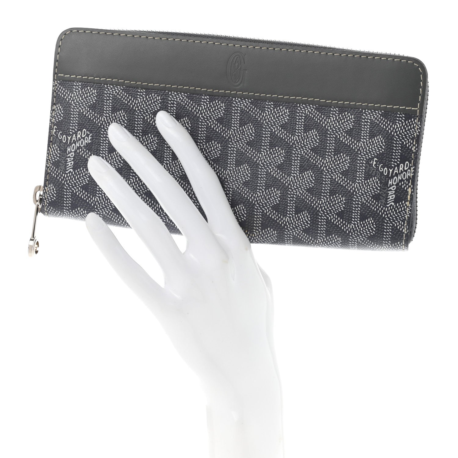 Goyard Goyardine Matignon Zip Around GM Wallet Grey 2 of 7