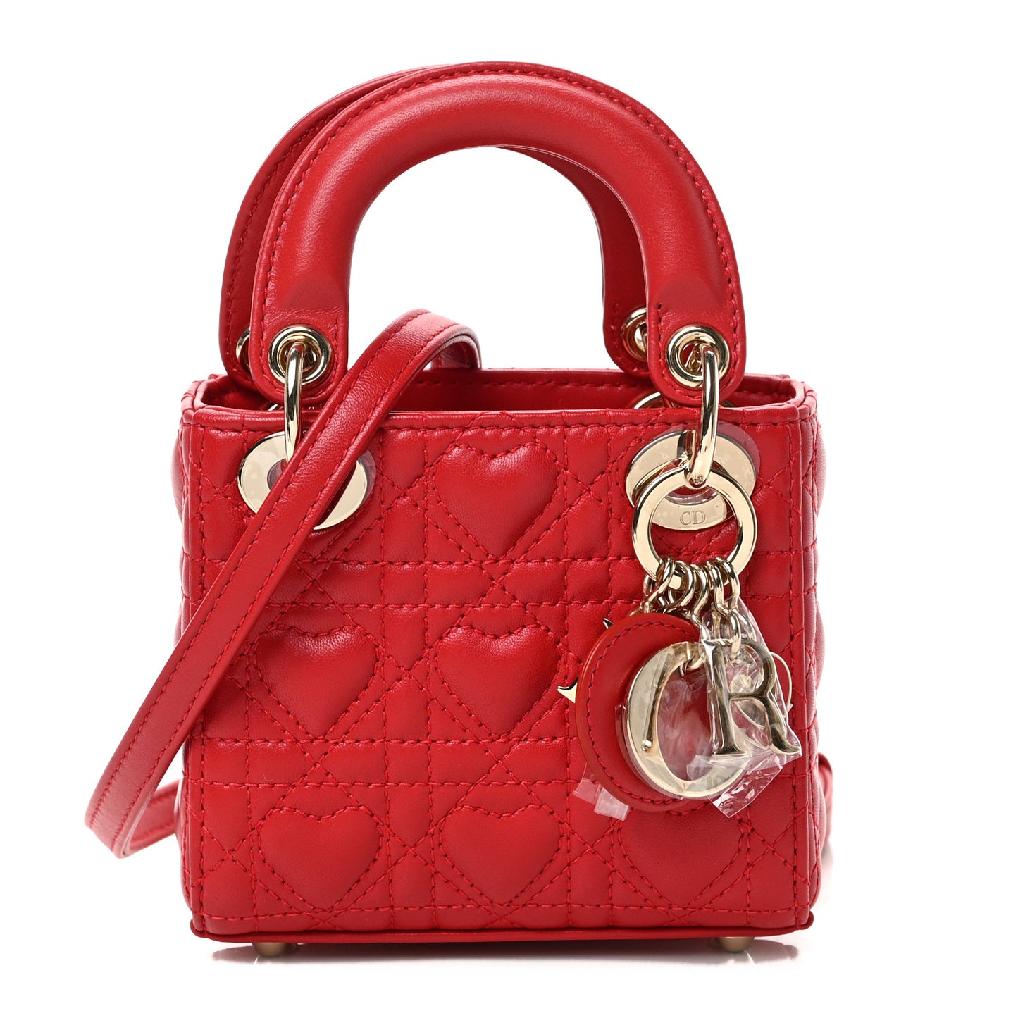 Calfskin Cannage Dioramour Micro Lady Dior Bright Red