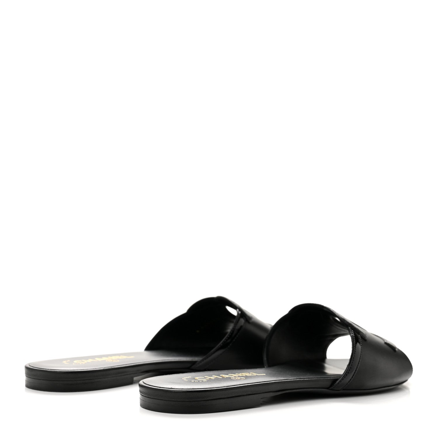 Chanel Lambskin Patent Calfskin CC Cutout Mules 40.5 Black 5 of 11