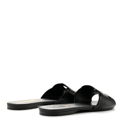 Chanel Lambskin Patent Calfskin CC Cutout Mules 40.5 Black 5 of 11
